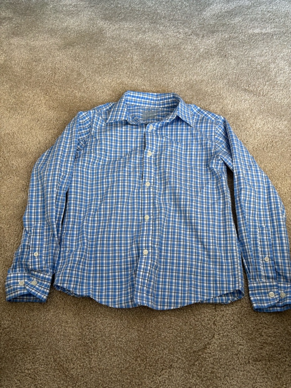 Cat & Jack Blue Plaid Long-Sleeve Button-Down Shirt
